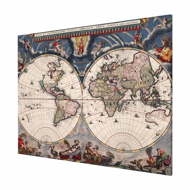 Magnettafel Historische Weltkarte Nova et Accuratissima von 1664