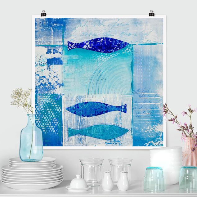 Kunstdrucke Poster Fish in the Blue