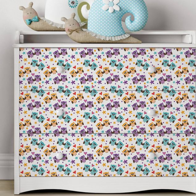 Muster Klebefolie Möbel Süßes Kinderzimmer-Muster mit verliebten Eulen