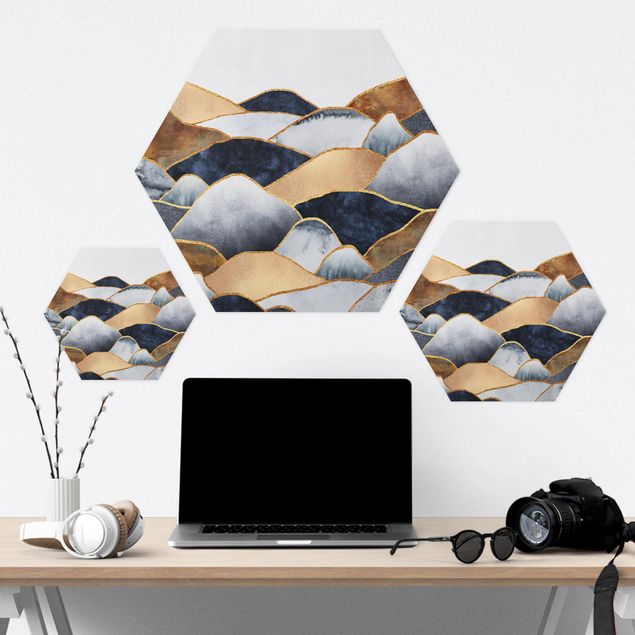 Hexagon Bild Forex - Goldene Berge Aquarell