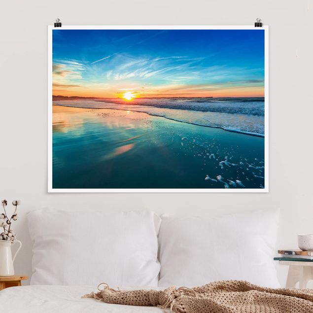 Poster Landschaft Romantischer Sonnenuntergang am Meer