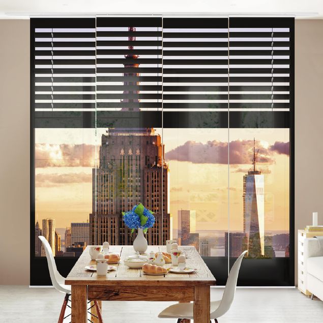 Schiebegardinen 2er Set Fensterblick Jalousie - Empire State Building New York
