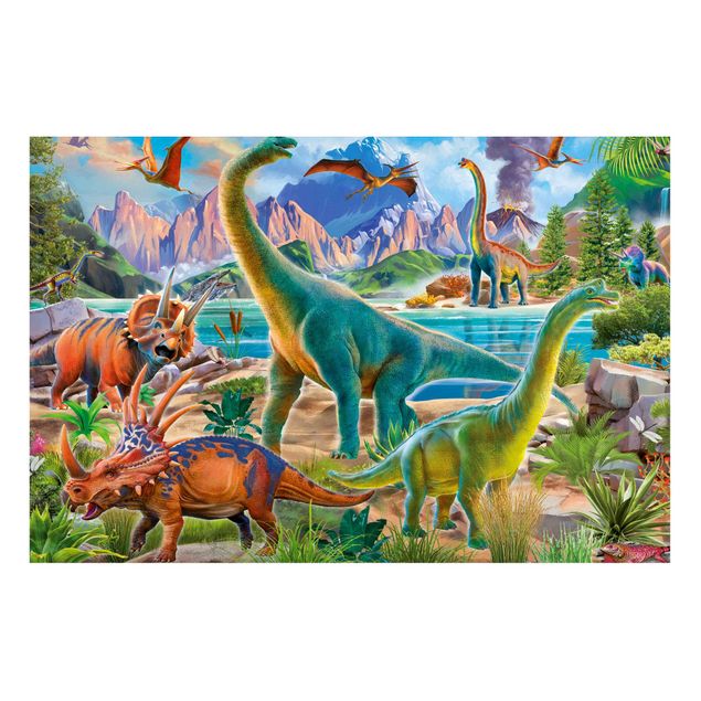 Magnettafel Tiere Brachiosaurus und Tricaterops