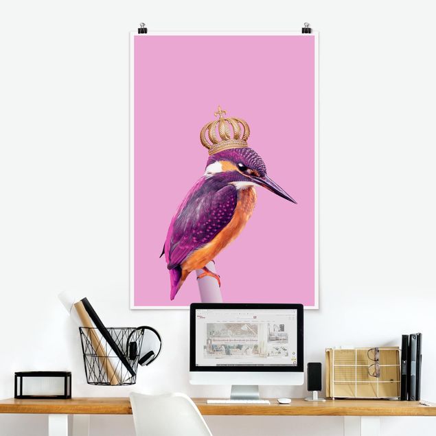 Wandbilder Tiere Rosa Eisvogel mit Krone