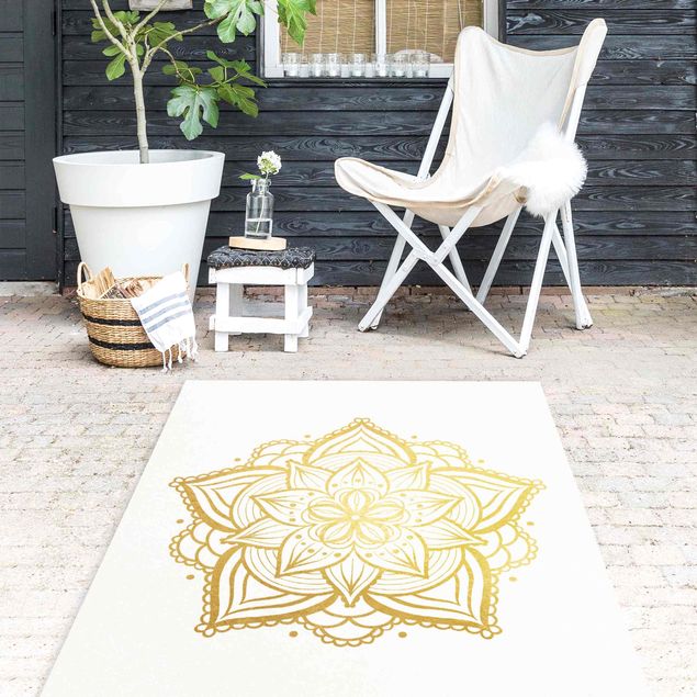 Teppiche Mandala Blüte Illustration weiß gold