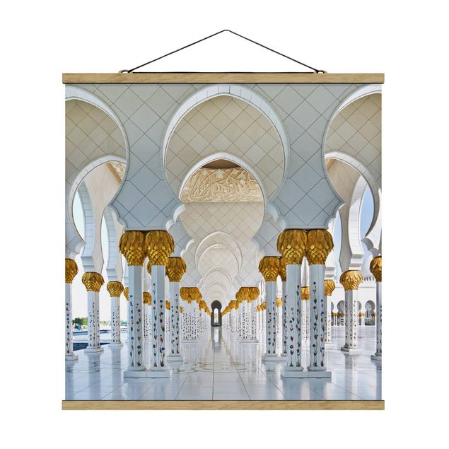 Stoffbild mit Posterleisten - Moschee in Abu Dhabi - Quadrat 1:1