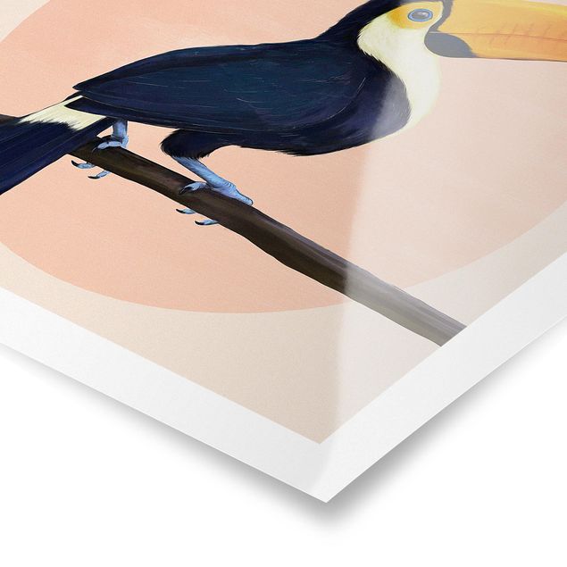 Poster - Illustration Vogel Tukan Malerei Pastell - Quadrat 1:1