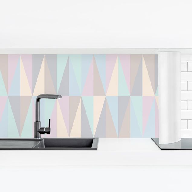 Küchenrückwände selbstklebend Dreiecke in Pastellfarben