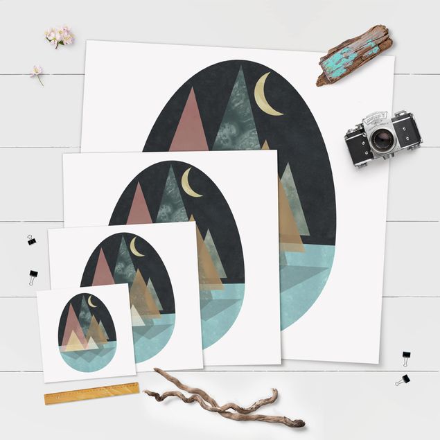 Poster - Utopische Landschaft - Mond - Quadrat 1:1