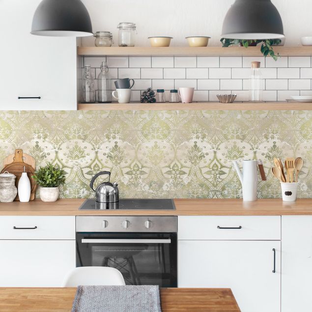 Glasrückwand Küche Muster Smaragdfarbener Barocktraum