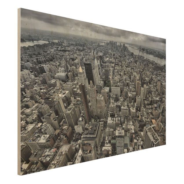 Holzbild Skyline Blick über Manhattan