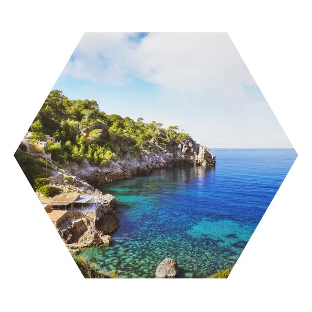 Hexagon Bild Alu-Dibond - Cala de Deia in Mallorca