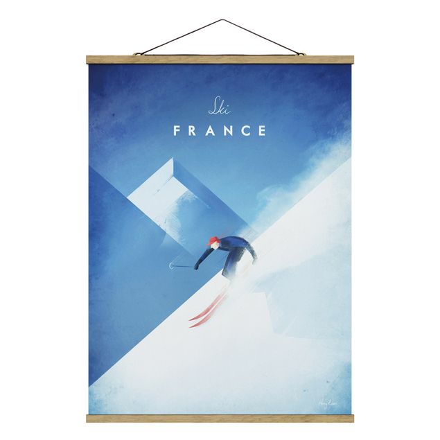 Stoffbild mit Posterleisten - Reiseposter - Ski in Frankreich - Hochformat 3:4