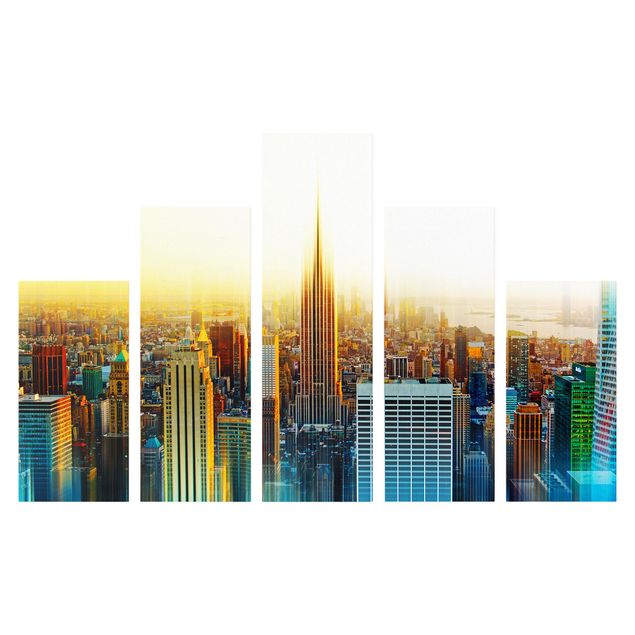 Leinwandbild 5-teilig - Manhattan Abstrakt