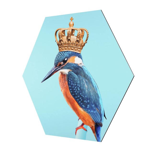 Hexagon Bild Alu-Dibond - Jonas Loose - Eisvogel mit Krone