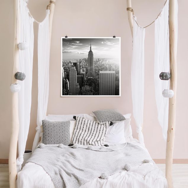 Wandposter Schwarz-Weiß Manhattan Skyline