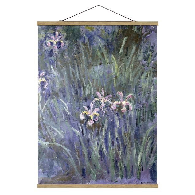 Stoffbilder mit Holzleisten Claude Monet - Schwertlilien