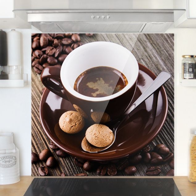 Spritzschutz Glas magnetisch Kaffeetasse mit Kaffeebohnen