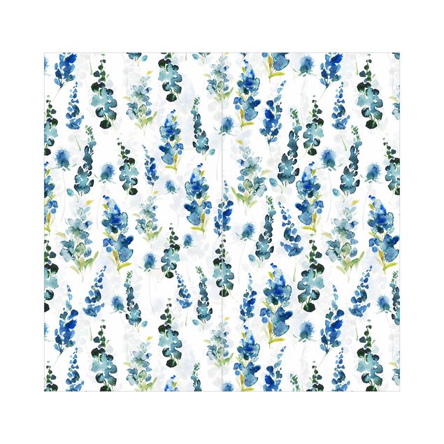 Duschrückwand Motiv Blumenpracht in Blau