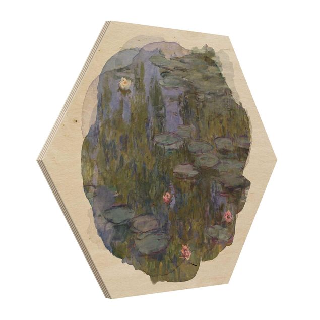 Moderne Holzbilder Wasserfarben - Claude Monet - Seerosen (Nympheas)