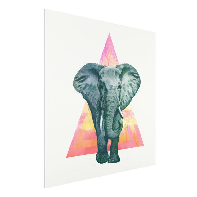 Foto auf Hartschaumplatte Illustration Elefant vor Dreieck Malerei