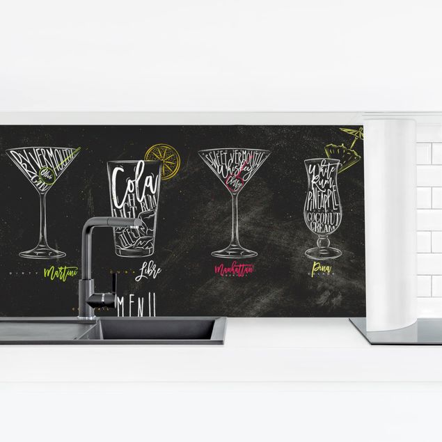 Küchenrückwand Glas Muster Cocktail Menu
