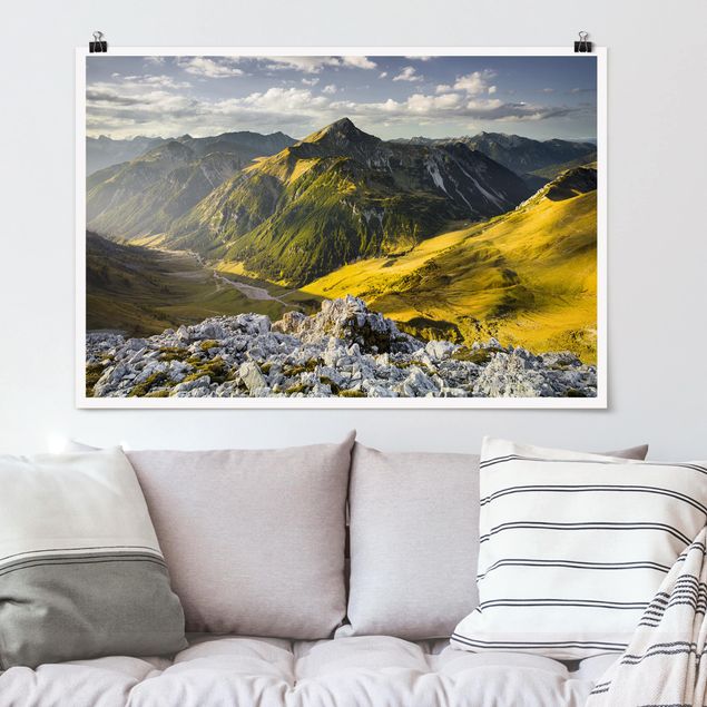 Alpen 3 Bilder Bild Feng Shui Berge auf Leinwand Wandbild Poster 