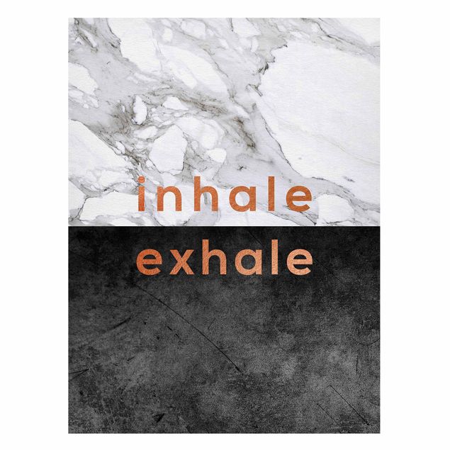 Magnettafel Sprüche Inhale Exhale Kupfer und Marmor