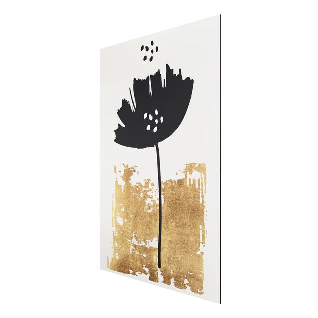 Aluminium Print - Goldene Mohn Blume - Hochformat 3:2