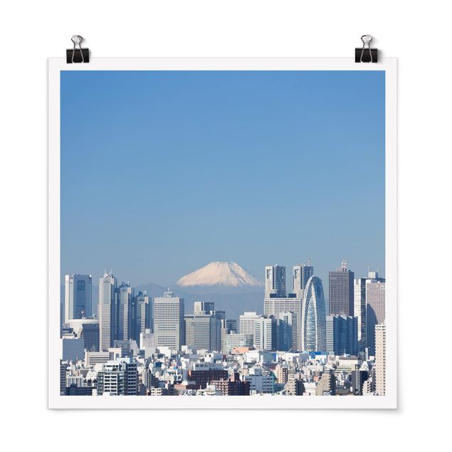 Poster - Tokio vor dem Fuji - Quadrat 1:1