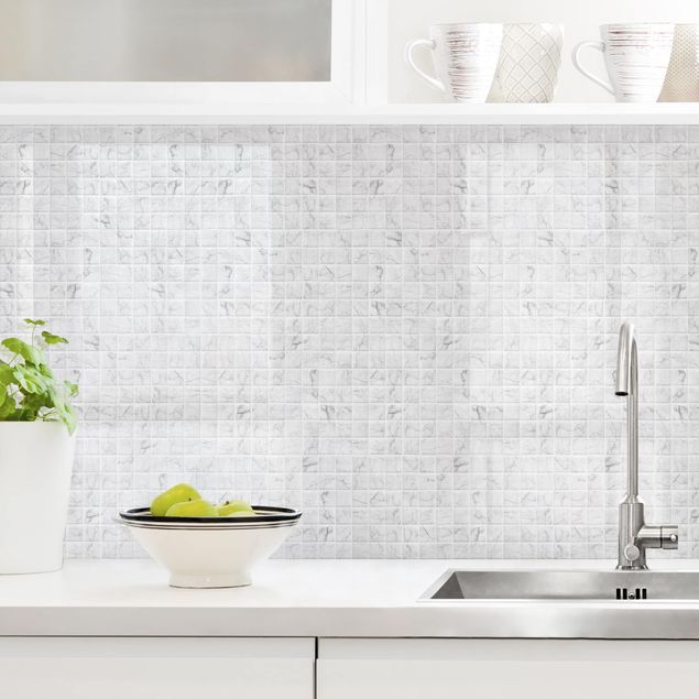 Küchenrückwände Platte Mosaikfliese Marmoroptik Bianco Carrara