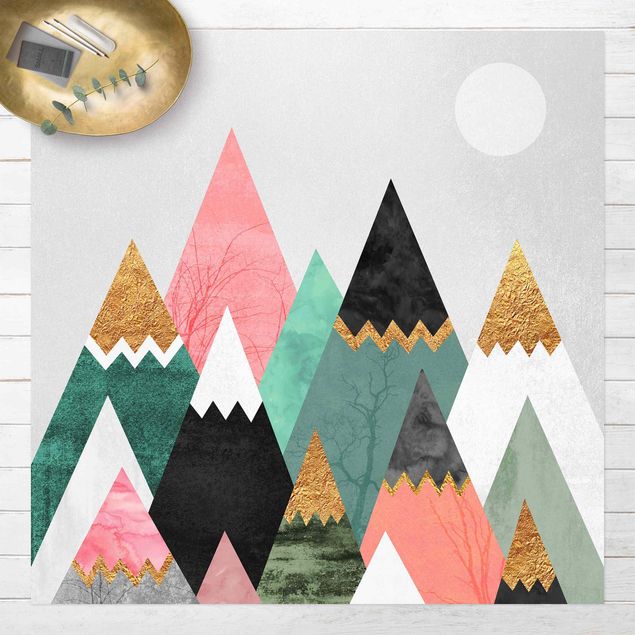 Abstrakte Bilder Dreieckige Berge mit Goldspitzen