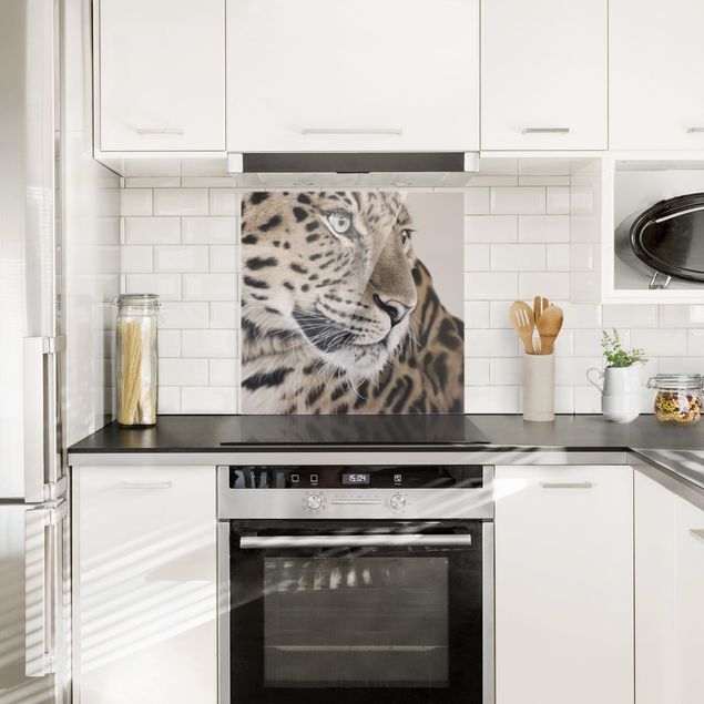 Glasrückwand Küche Blumen Der Leopard
