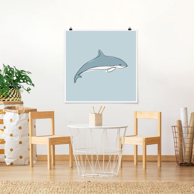 Poster Illustration Delfin Line Art