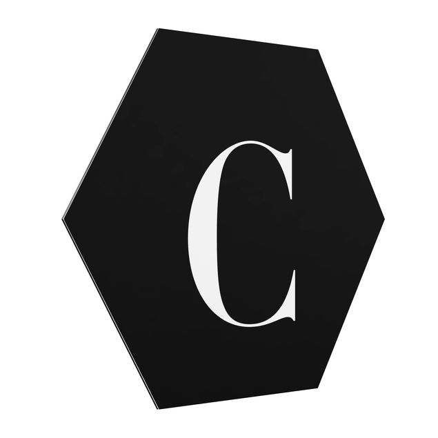 Hexagon Bild Alu-Dibond - Buchstabe Serif Schwarz C