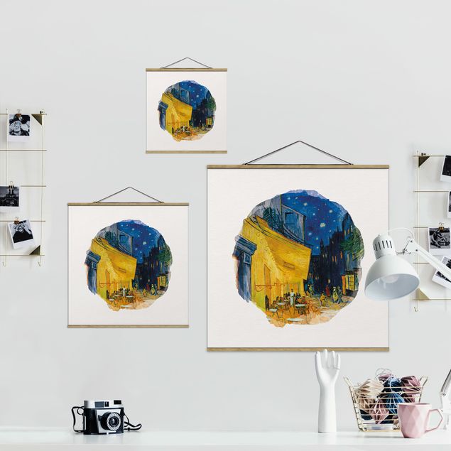 Stoffbilder mit Holzleisten Wasserfarben - Vincent van Gogh - Café-Terrasse in Arles