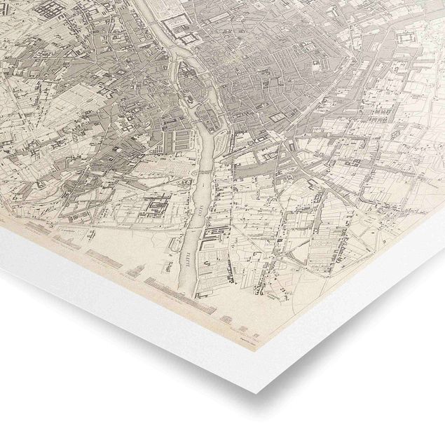 Poster bestellen Vintage Stadtplan Paris