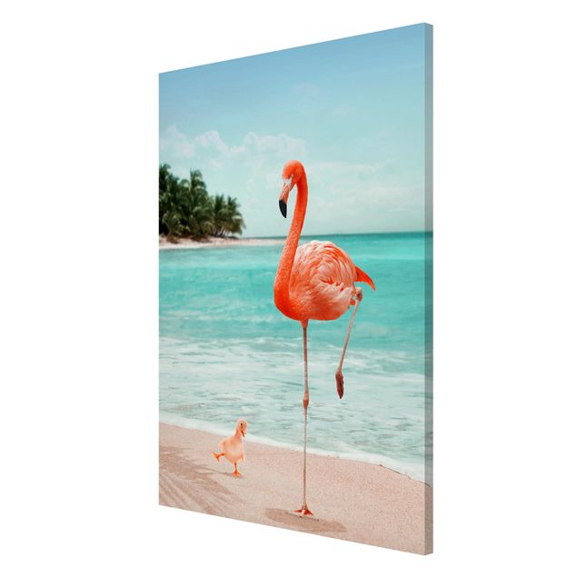Magnettafel Strand Strand mit Flamingo