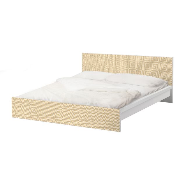 Möbelfolie für IKEA Malm Bett niedrig 180x200cm - Klebefolie Geometrisches Musterdesign Gelb