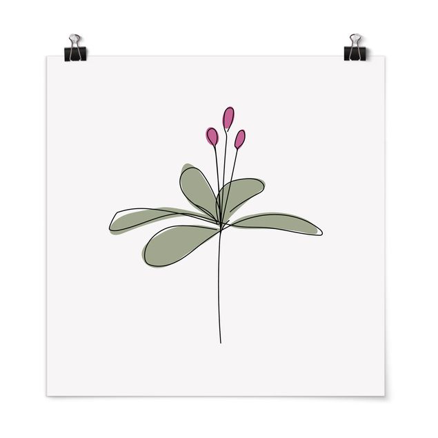 Blumen Poster Seerose Line Art