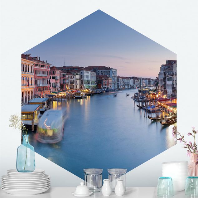 Fototapete modern Abendstimmung auf Canal Grande in Venedig