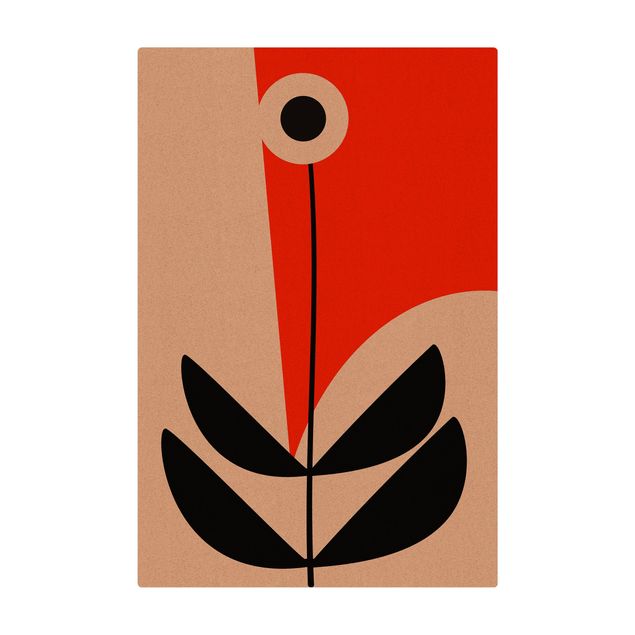 Kork-Teppich - Abstrakte Formen - Blume Rot - Hochformat 2:3