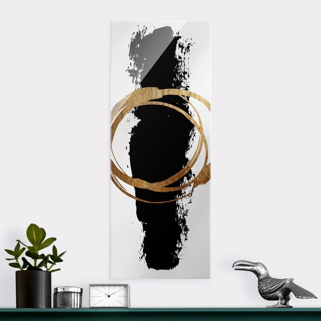 Wandbilder abstrakt Abstrakte Formen - Gold und Schwarz