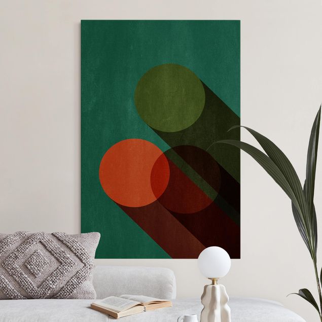 Wandbilder Abstrakte Formen - Kreise in Grün und Rot