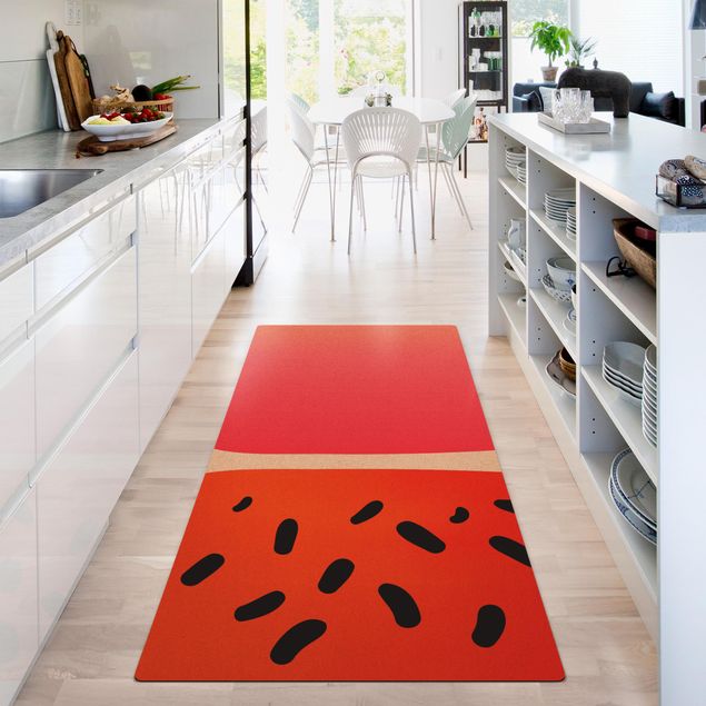 Rot Teppich Abstrakte Formen - Melone und Rosa