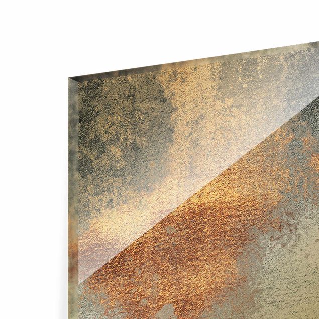 Glas Wandbilder Abstrakte goldene Glut