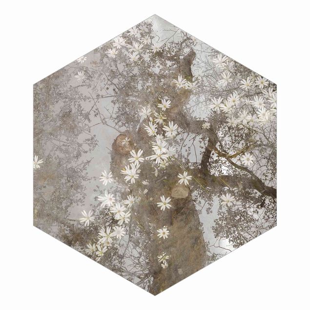 Fototapete Design Abstrakter Baum mit Blüten