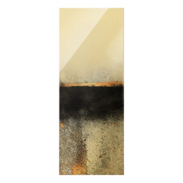 Glasbilder Abstrakt Abstrakter Goldener Horizont Schwarz Weiß