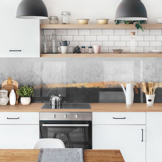 Küchenrückwand Muster Abstrakter Goldener Horizont Schwarz Weiß