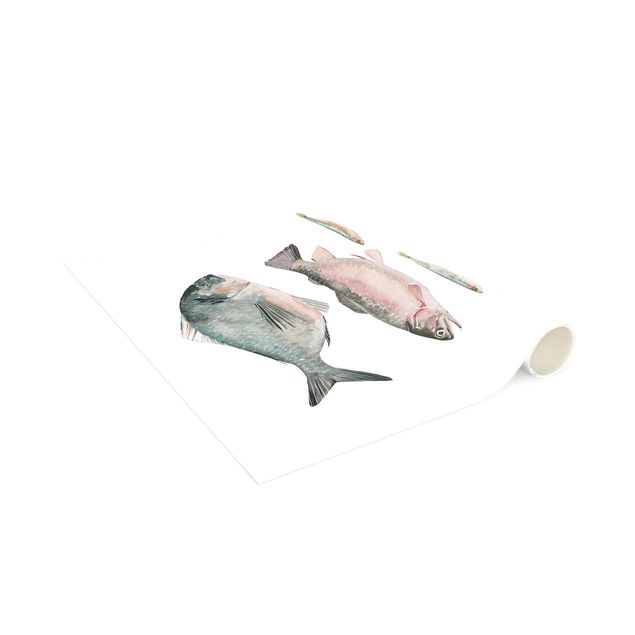 Moderne Teppiche Sieben Fische in Aquarell II